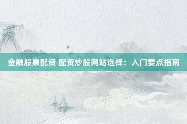 金融股票配资 配资炒股网站选择：入门要点指南
