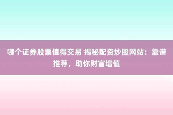 哪个证券股票值得交易 揭秘配资炒股网站：靠谱推荐，助你财富增值